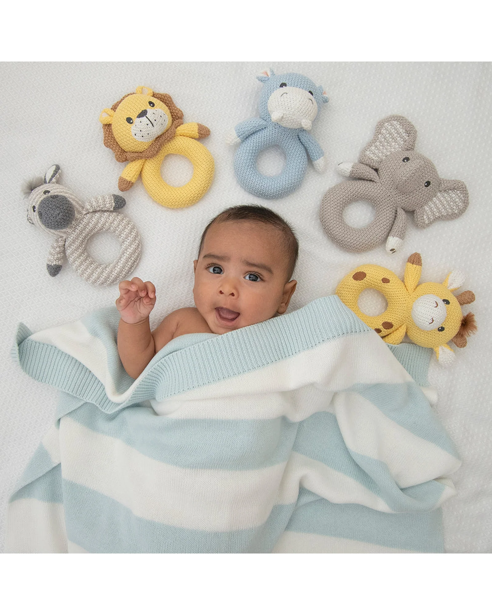 Knitted Ring Rattle Mason the Elephant - Image 3